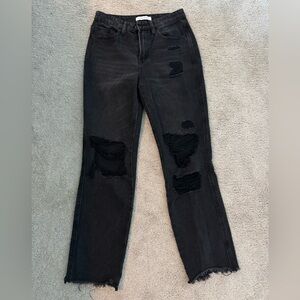 Flying Monkey Distressed Black Straight Leg Jeans